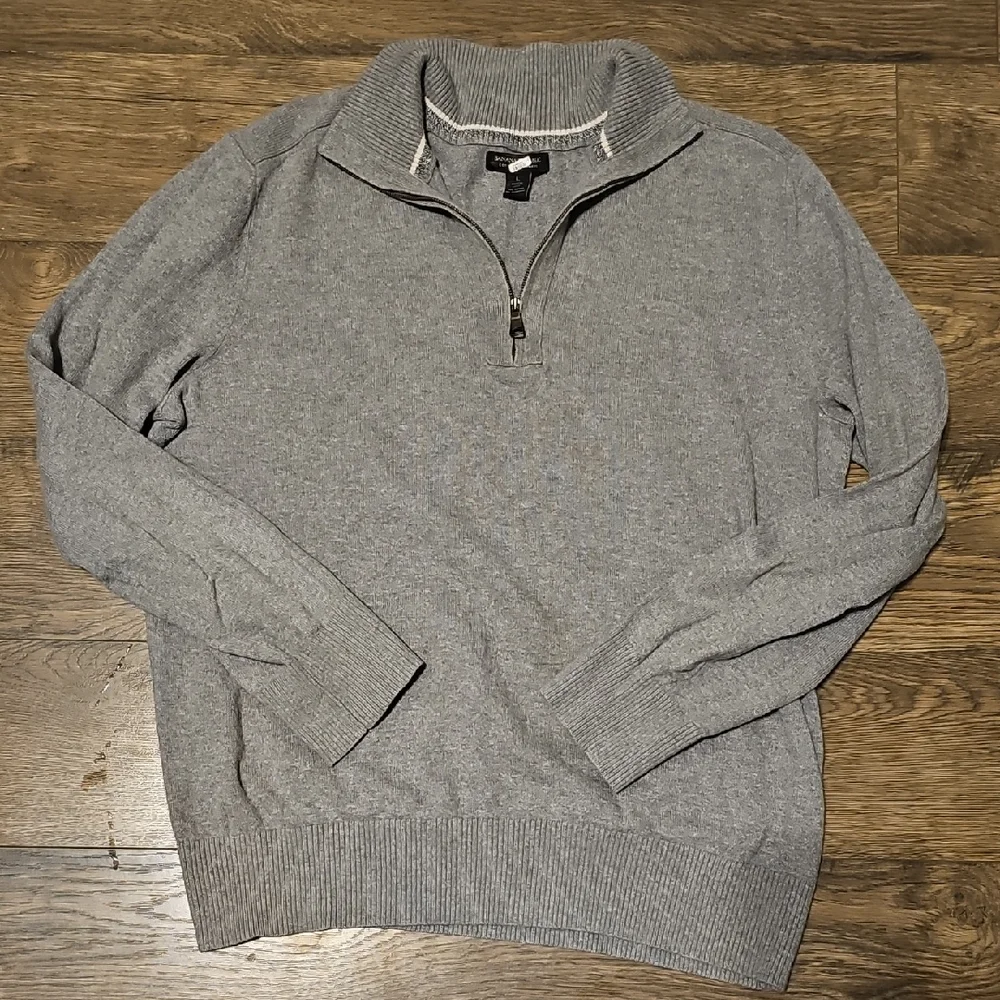 Banana Republic Sweater Men's Zip-Up Gray Large Cashmere Casual